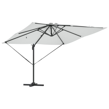 vidaXL Ομπρέλα Roma με LEDs Άμμος 286x285x270 εκ. Αλουμίνιο