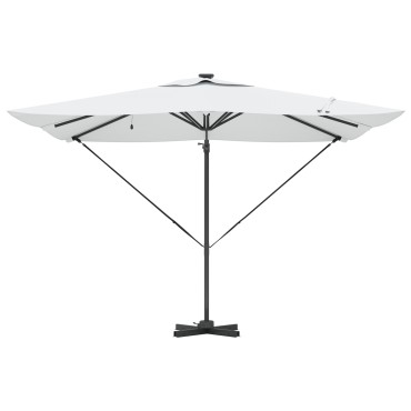 vidaXL Ομπρέλα Roma με LEDs Άμμος 286x285x270 εκ. Αλουμίνιο