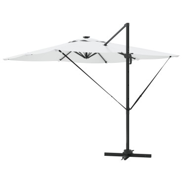 vidaXL Ομπρέλα Roma με LEDs Άμμος 286x285x270 εκ. Αλουμίνιο