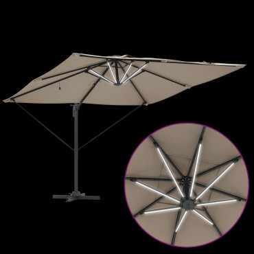 vidaXL Ομπρέλα Ρώμη με LED Ταμπά 286x285x270 εκ Αλουμίνιο