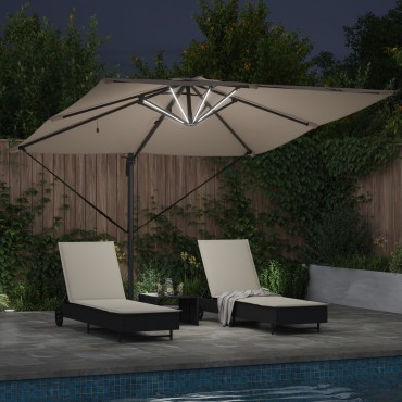 vidaXL Ομπρέλα Ρώμη με LED Ταμπά 286x285x270 εκ Αλουμίνιο
