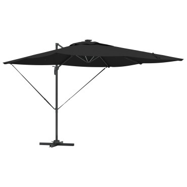 vidaXL Ομπρέλα με Βραχίονα Roma με LED Μαύρη 286x285x270 cm Αλουμίνιο
