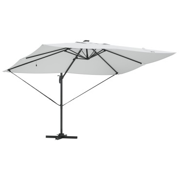 vidaXL Ομπρέλα με Βραχίονα με LED Μπεζ 352x251x265 εκ. Αλουμίνιο