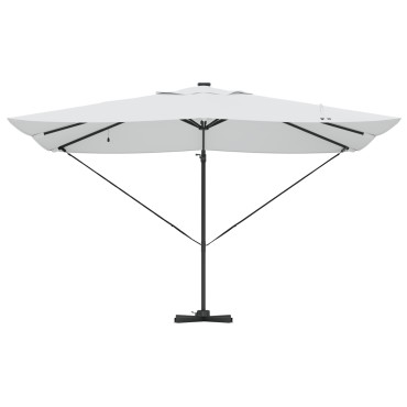 vidaXL Ομπρέλα με Βραχίονα με LED Μπεζ 352x251x265 εκ. Αλουμίνιο