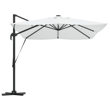 vidaXL Ομπρέλα με Βραχίονα με LED Μπεζ 352x251x265 εκ. Αλουμίνιο