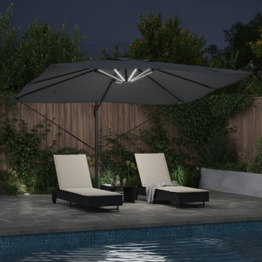 vidaXL Ομπρέλα Βραχίονα με LEDs Ανθρακί 352x251x265 εκ. Αλουμίνιο