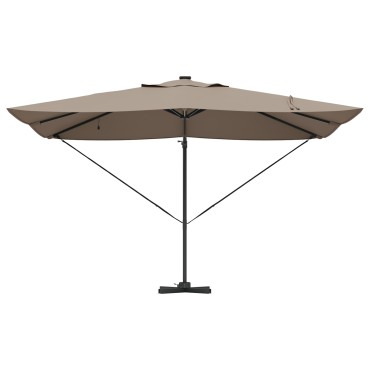 vidaXL Ομπρέλα με βραχίονα Roma με LEDs Ταμπά 352x251x265 cm Αλουμίνιο