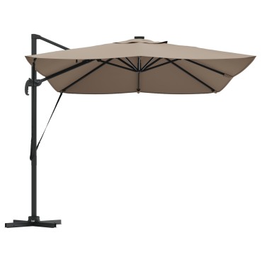vidaXL Ομπρέλα με βραχίονα Roma με LEDs Ταμπά 352x251x265 cm Αλουμίνιο