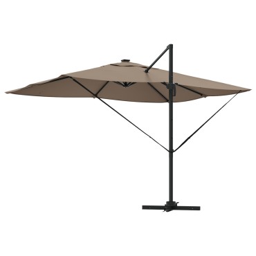 vidaXL Ομπρέλα με βραχίονα Roma με LEDs Ταμπά 352x251x265 cm Αλουμίνιο