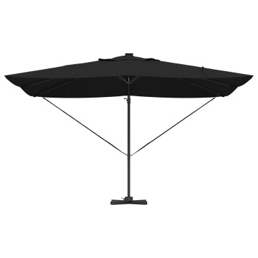 vidaXL Ομπρέλα με βραχίονα Roma με LEDs Μαυρη 352x251x265 εκ. Αλουμίνιο