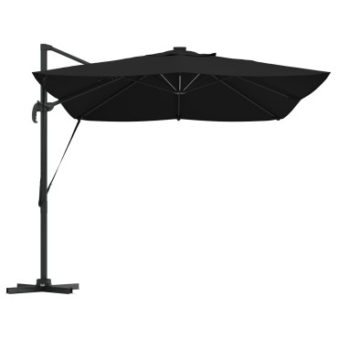 vidaXL Ομπρέλα με βραχίονα Roma με LEDs Μαυρη 352x251x265 εκ. Αλουμίνιο