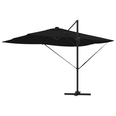 vidaXL Ομπρέλα με βραχίονα Roma με LEDs Μαυρη 352x251x265 εκ. Αλουμίνιο