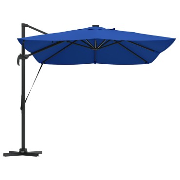 vidaXL Ρώμη Ομπρέλα Βραχίονα με LEDs Azure Μπλε 352x251x265 εκ. Αλουμίνιο