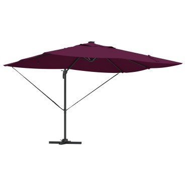 vidaXL Cantilever Roma Parasol με LEDs Μπορντώ 352x251x265 εκ. Αλουμίνιο