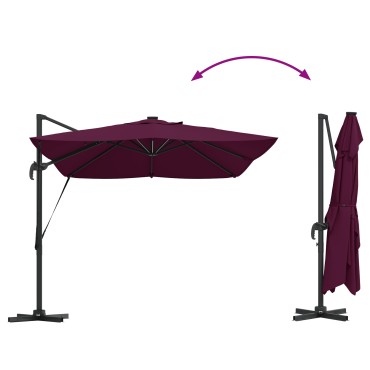 vidaXL Cantilever Roma Parasol με LEDs Μπορντώ 352x251x265 εκ. Αλουμίνιο