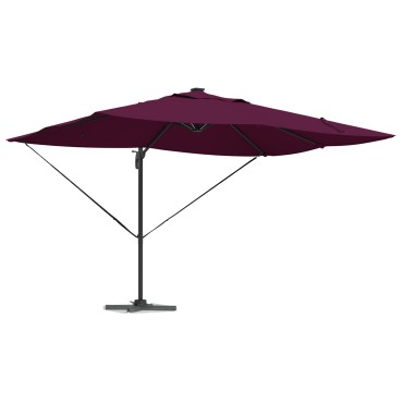 vidaXL Cantilever Roma Parasol με LEDs Μπορντώ 352x251x265 εκ. Αλουμίνιο