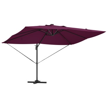 vidaXL Cantilever Roma Parasol με LEDs Μπορντώ 352x251x265 εκ. Αλουμίνιο