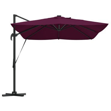 vidaXL Cantilever Roma Parasol με LEDs Μπορντώ 352x251x265 εκ. Αλουμίνιο