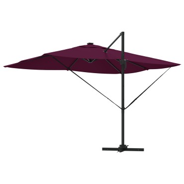 vidaXL Cantilever Roma Parasol με LEDs Μπορντώ 352x251x265 εκ. Αλουμίνιο