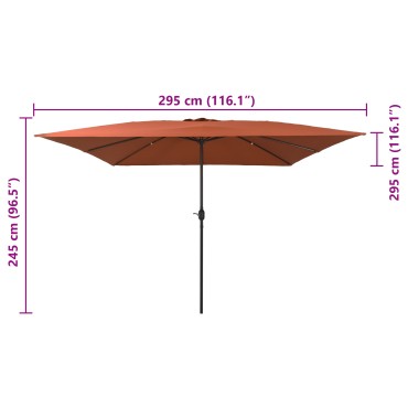 vidaXL Τετράγωνη Ομπρέλα Κήπου 295x245 εκ. Καμένο Πορτοκαλί