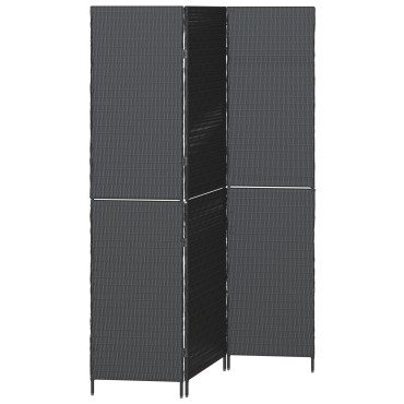 vidaXL Διαχωριστικό Δωματίου Μαύρο 146x180cm συνθετικό ρατάν 1 τεμ.