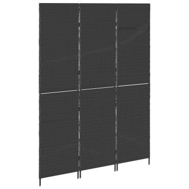 vidaXL Διαχωριστικό Δωματίου Μαύρο 146x180cm συνθετικό ρατάν 1 τεμ.