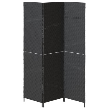vidaXL Διαχωριστικό Δωματίου Μαύρο 146x180cm συνθετικό ρατάν 1 τεμ.