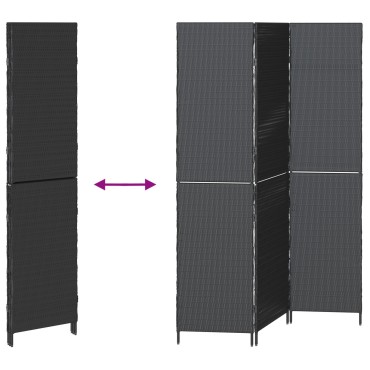 vidaXL Διαχωριστικό Δωματίου Μαύρο 146x180cm συνθετικό ρατάν 1 τεμ.