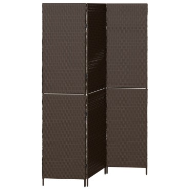 vidaXL Διαχωριστικό Δωματίου Καφέ 146x180cm συνθετικό ρατάν 1 τεμ.