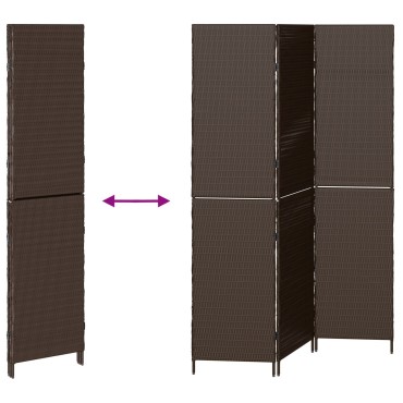 vidaXL Διαχωριστικό Δωματίου Καφέ 146x180cm συνθετικό ρατάν 1 τεμ.