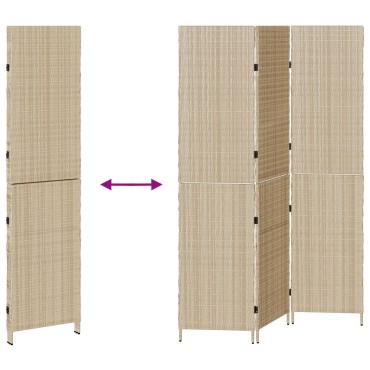 vidaXL Διαχωριστικό Δωματίου Μπεζ 147x180cm συνθετικό ρατάν 1 τεμ.