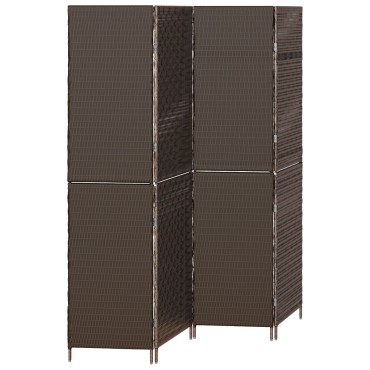 vidaXL Διαχωριστικό Δωματίου Καφέ 195x180cm συνθετικό ρατάν 1 τεμ.