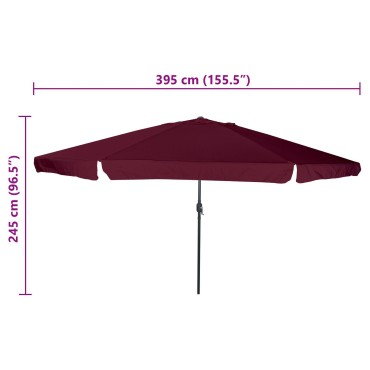vidaXL Ομπρέλα Κήπου ø395x245 cm Μπορντό