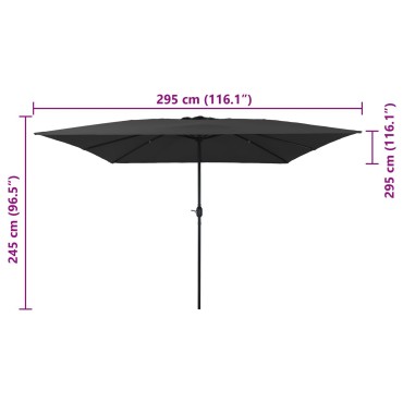 vidaXL Τετράγωνη Ομπρέλα Κήπου 295x245 εκ. Ανθρακί