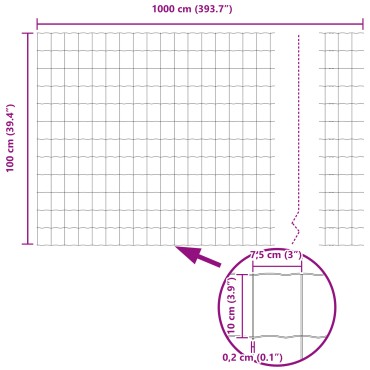 vidaXL Euro Φράχτης Πράσινος 1x10 μ Σίδερο 1000x0.2x100cm