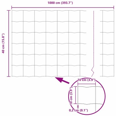 vidaXL Φράχτης Εuro 0,4x10 μ Σίδηρος με επικάλυψη PVC Πράσινο 1000x40cm