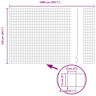 vidaXL Φράχτης Euro Πράσινος 1.5x10 μ Σίδερο 1000x0.2x150 cm