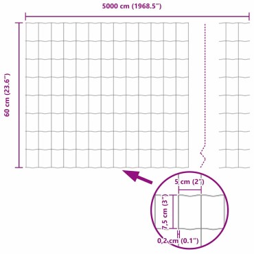 vidaXL Φράχτης Εuro 0,6x50 μ. Σίδηρος με επικάλυψη PVC Πράσινο 5000x60cm