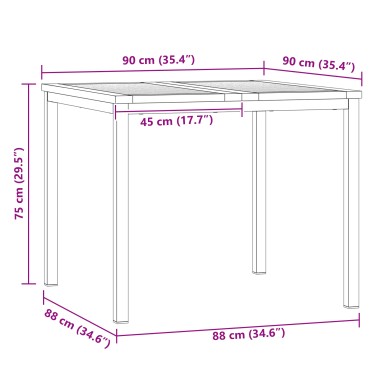vidaXL Τραπέζι εξωτερικού φαγητού 90x90x74.5cm Μασίφ ξύλο teak 1 τεμ.
