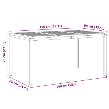 vidaXL Τραπέζι Εξωτερικού Χώρου 150x90x75cm Στερεό ξύλο Teak 1 τεμ.