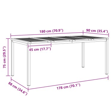 vidaXL Τραπέζι Εξωτερικού Χώρου 180x90x75cm Μασίφ Ξύλο Teak 1 τεμ.