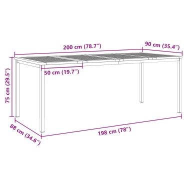 vidaXL Τραπεζάκι Φαγητού 200x90x74.5cm από Μασίφ Ξύλο Ακακίας 1 τεμ.
