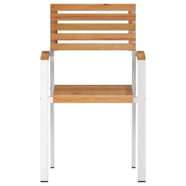 vidaXL Καρέκλα Κήπου 2 τεμ. Φυσικό Λάδι Στερεό Ξύλο Τίκ 56x54,5x87cm