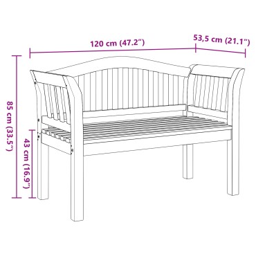 vidaXL Πάγκος Κήπου 120x53.5x85cm από Μασίφ Ξύλο Teak