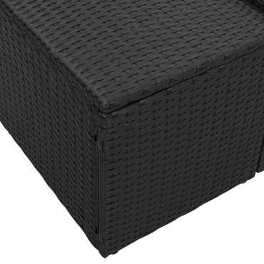 vidaXL Καναπές Κήπου 2 Θέσεων με ΑποStorage & Μαξιλάρια Μαύρο Πολυ Ράταν 123x62x85cm