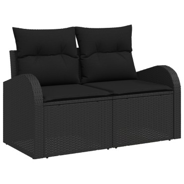vidaXL Καναπές Κήπου με μαξιλάρι Μαύρο 124x62x69cm συνθετικό ρατάν