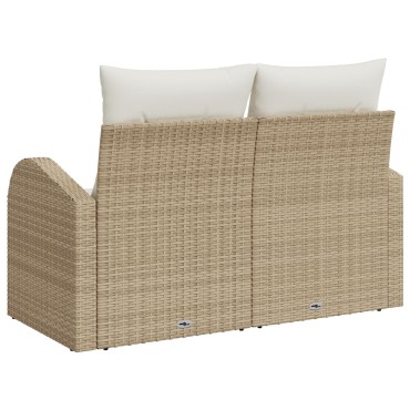 vidaXL Καναπές Κήπου με μαξιλάρι Μπεζ 124x62x69cm συνθετικό ρατάν