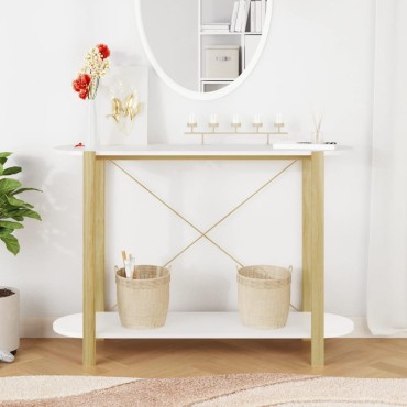 vidaXL Τραπέζι Κονσόλα Λευκό 110x38x75cm από Επεξεργασμένο Ξύλο 1 τεμ.