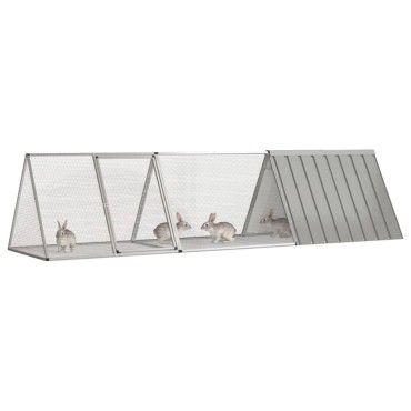 vidaXL Κλουβί Κουνελιών Γκρι 302,5x80,5x71 εκ. Γαλβανισμένος Χάλυβας