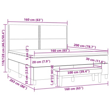 vidaXL Κρεβάτι Boxspring με Στρώμα Σκούρο Πράσινο 160x200εκ. Βελούδινο